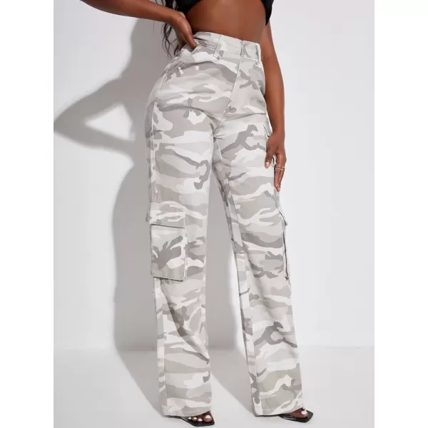 WDIRARA Women's Cow Print High Waist Wide Leg Jeans Casual Long Denim Pants