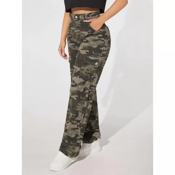 WDIRARA Women's Cow Print High Waist Wide Leg Jeans Casual Long Denim Pants
