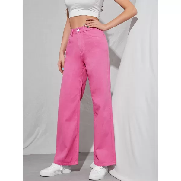 WDIRARA Women's Cow Print High Waist Wide Leg Jeans Casual Long Denim Pants
