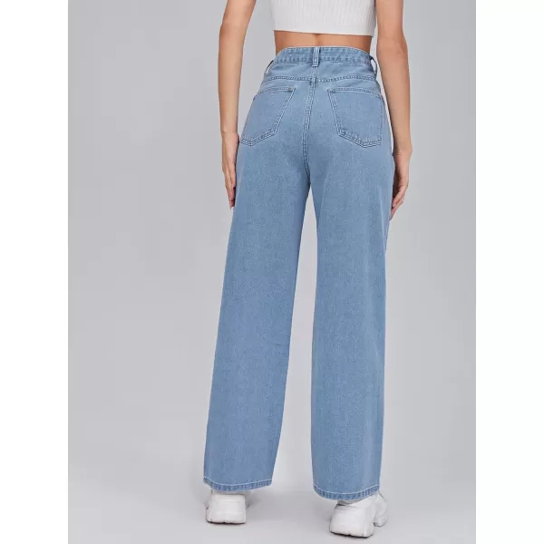 WDIRARA Women's Cow Print High Waist Wide Leg Jeans Casual Long Denim Pants