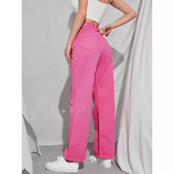 WDIRARA Women's Cow Print High Waist Wide Leg Jeans Casual Long Denim Pants