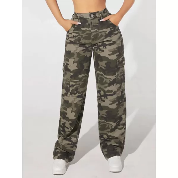 WDIRARA Women's Cow Print High Waist Wide Leg Jeans Casual Long Denim Pants