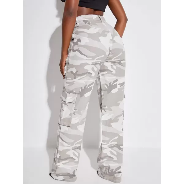 WDIRARA Women's Cow Print High Waist Wide Leg Jeans Casual Long Denim Pants