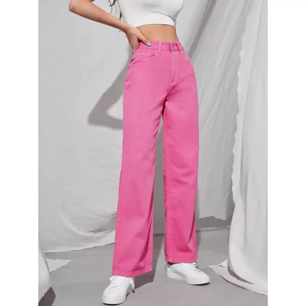 WDIRARA Women's Cow Print High Waist Wide Leg Jeans Casual Long Denim Pants
