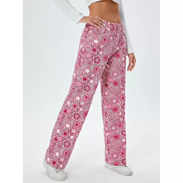 WDIRARA Women's Cow Print Ripped Jeans High Waisted Button Skinny Denim Pants