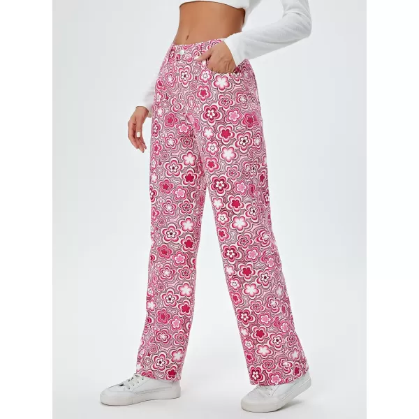 WDIRARA Women's Cow Print Ripped Jeans High Waisted Button Skinny Denim Pants