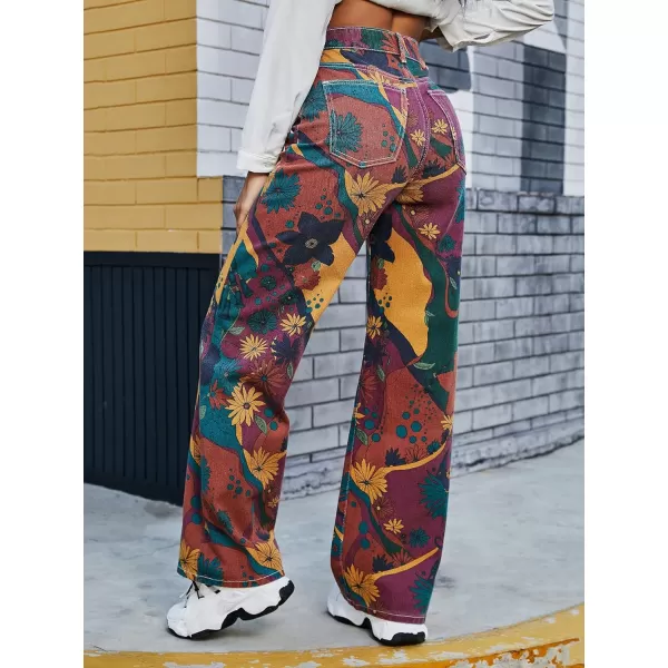 WDIRARA Women's Cow Print Ripped Jeans High Waisted Button Skinny Denim Pants