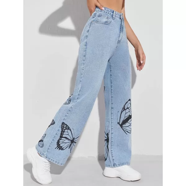 WDIRARA Women's Cow Print Ripped Jeans High Waisted Button Skinny Denim Pants