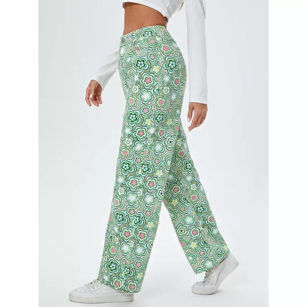 WDIRARA Women's Cow Print Ripped Jeans High Waisted Button Skinny Denim Pants