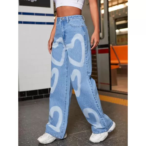WDIRARA Women's Cow Print Ripped Jeans High Waisted Button Skinny Denim Pants