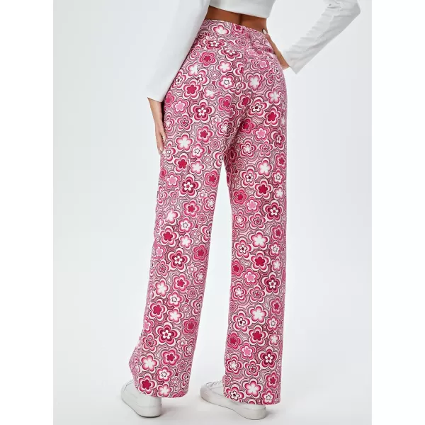 WDIRARA Women's Cow Print Ripped Jeans High Waisted Button Skinny Denim Pants