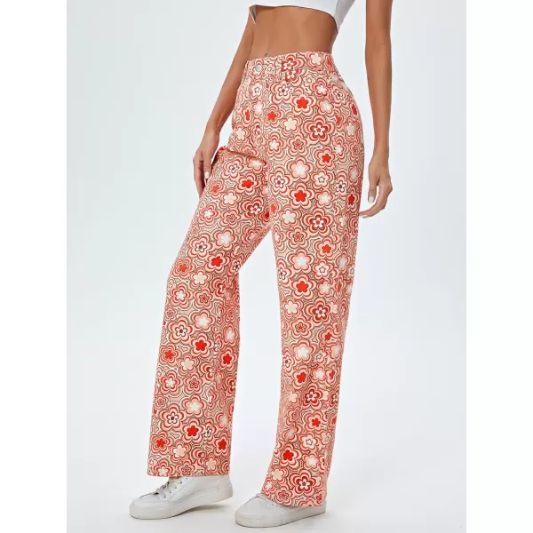 WDIRARA Women's Cow Print Ripped Jeans High Waisted Button Skinny Denim Pants