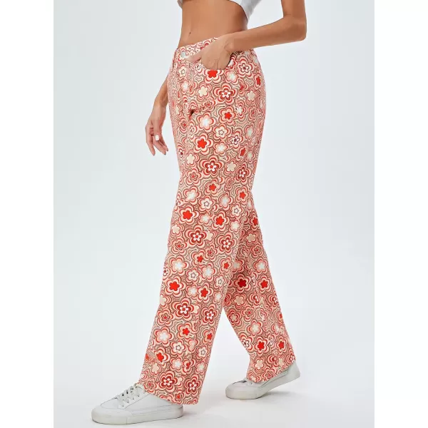 WDIRARA Women's Cow Print Ripped Jeans High Waisted Button Skinny Denim Pants