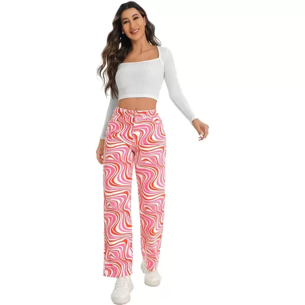 WDIRARA Women's Cow Print Ripped Jeans High Waisted Button Skinny Denim Pants