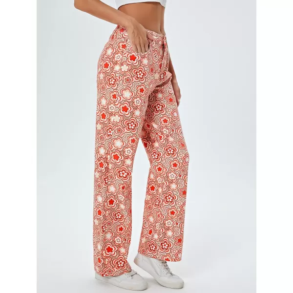 WDIRARA Women's Cow Print Ripped Jeans High Waisted Button Skinny Denim Pants