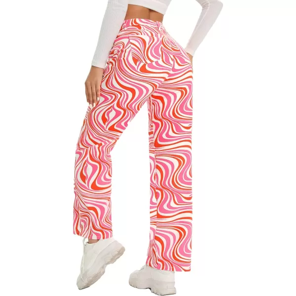 WDIRARA Women's Cow Print Ripped Jeans High Waisted Button Skinny Denim Pants