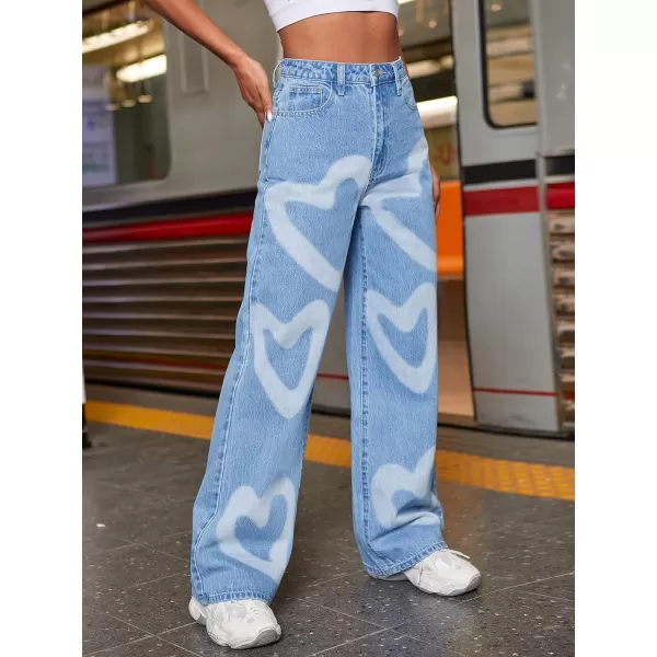 WDIRARA Women's Cow Print Ripped Jeans High Waisted Button Skinny Denim Pants