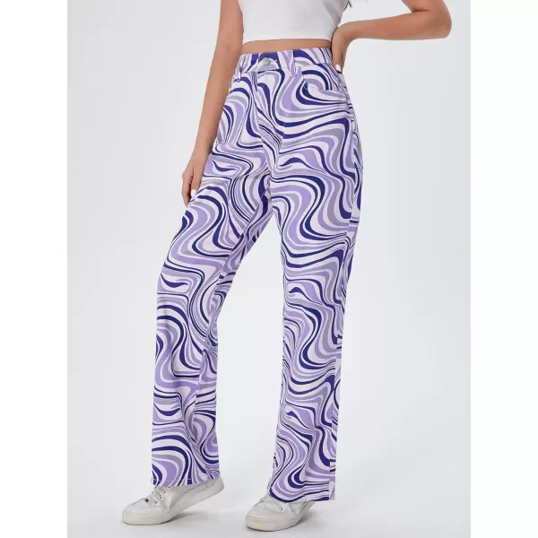 WDIRARA Women's Cow Print Ripped Jeans High Waisted Button Skinny Denim Pants