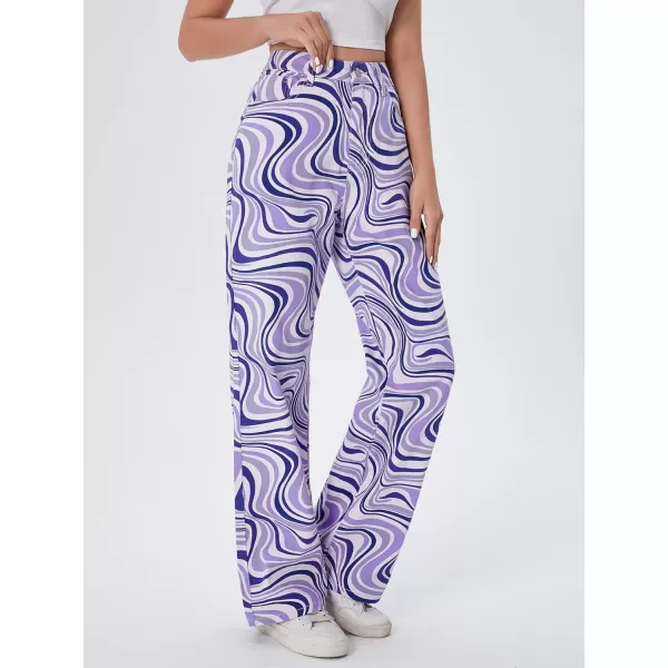 WDIRARA Women's Cow Print Ripped Jeans High Waisted Button Skinny Denim Pants