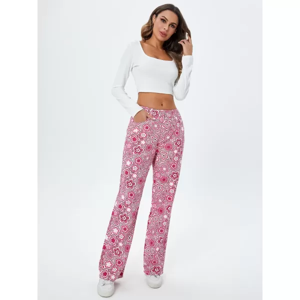 WDIRARA Women's Cow Print Ripped Jeans High Waisted Button Skinny Denim Pants
