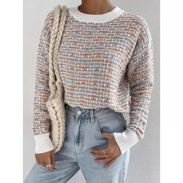 WDIRARA Women's Crew Neck Long Sleeve Knit Sweater Casual Pullovers Tops