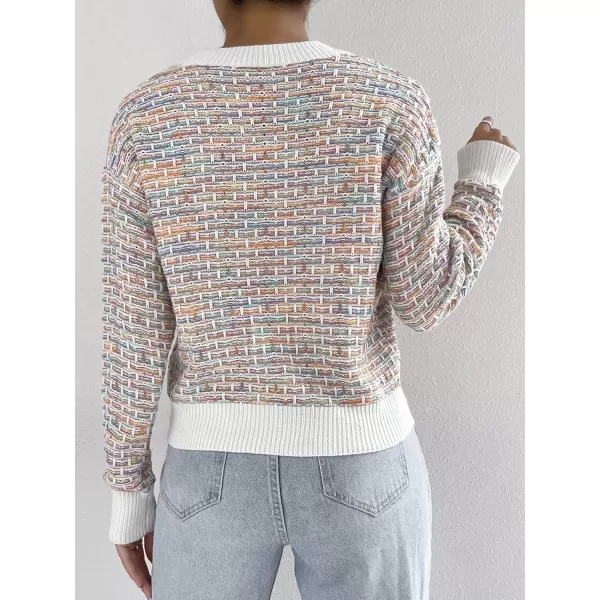 WDIRARA Women's Crew Neck Long Sleeve Knit Sweater Casual Pullovers Tops