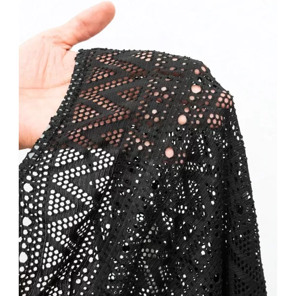 WDIRARA Women's Crochet Shorts Cover Up Hollow Out Drawstring Waist Tie Front Beachwear Beach Shorts