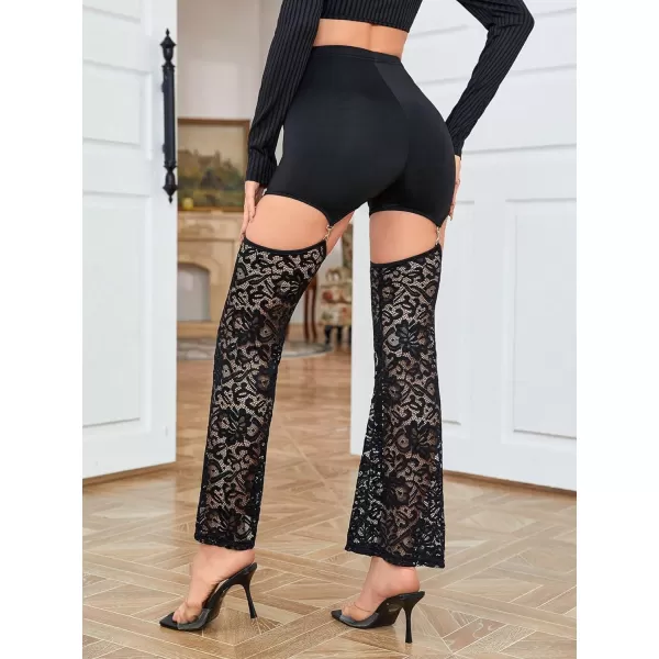 WDIRARA Women's Cut Out High Waisted Flare Elastic Waist Party Leggings Night Out Pants