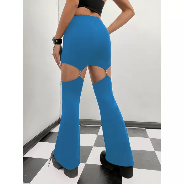 WDIRARA Women's Cut Out High Waisted Flare Elastic Waist Party Leggings Night Out Pants