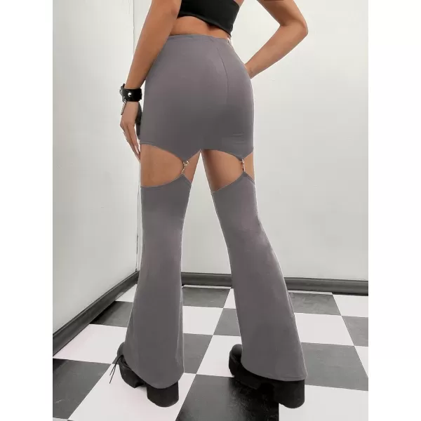 WDIRARA Women's Cut Out High Waisted Flare Elastic Waist Party Leggings Night Out Pants