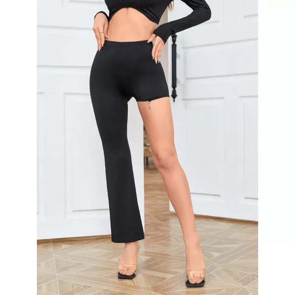 WDIRARA Women's Cut Out High Waisted Flare Elastic Waist Party Leggings Night Out Pants