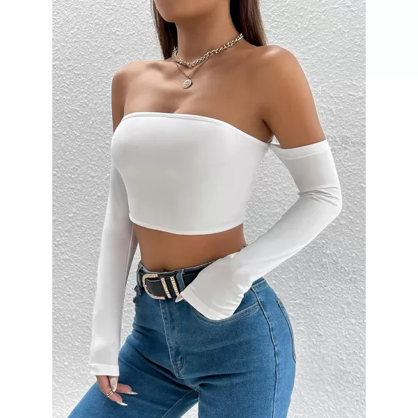 WDIRARA Women's Cut Out Long Sleeve Round Neck Crop Top Slim T Shirt