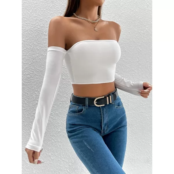 WDIRARA Women's Cut Out Long Sleeve Round Neck Crop Top Slim T Shirt