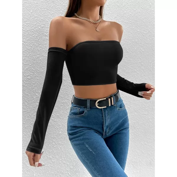 WDIRARA Women's Cut Out Long Sleeve Round Neck Crop Top Slim T Shirt