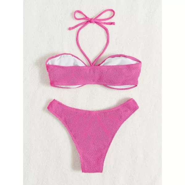 WDIRARA Women's Cut Out Ring Bandeau Bikini Set 2 Piece Strapless Swimsuits