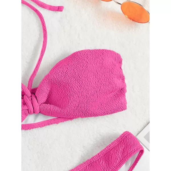 WDIRARA Women's Cut Out Ring Bandeau Bikini Set 2 Piece Strapless Swimsuits
