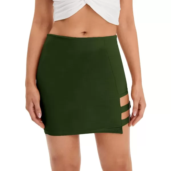 WDIRARA Women's Cut Out Straps High Waist Solid Sexy Bodycon Mini Skirt