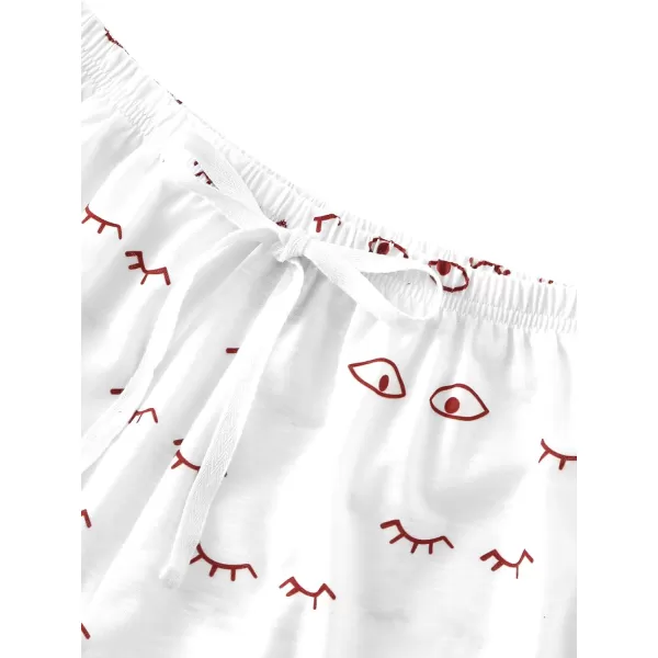 WDIRARA Women's Cute Cartoon Print Closed Eyes Print Tee and Shorts Pajama Set