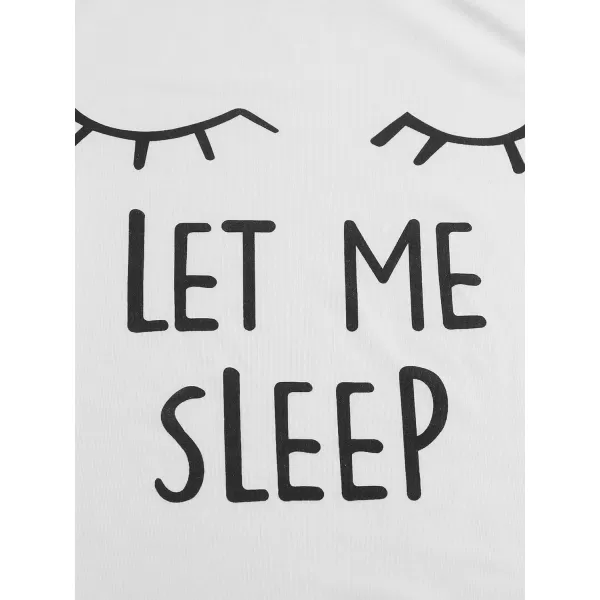 WDIRARA Women's Cute Cartoon Print Closed Eyes Print Tee and Shorts Pajama Set