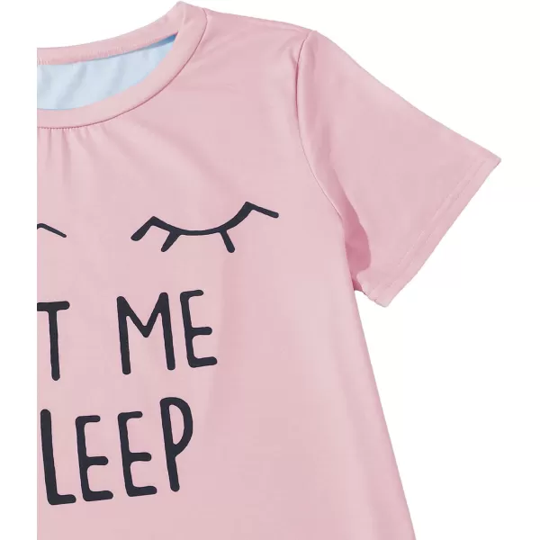 WDIRARA Women's Cute Cartoon Print Closed Eyes Print Tee and Shorts Pajama Set