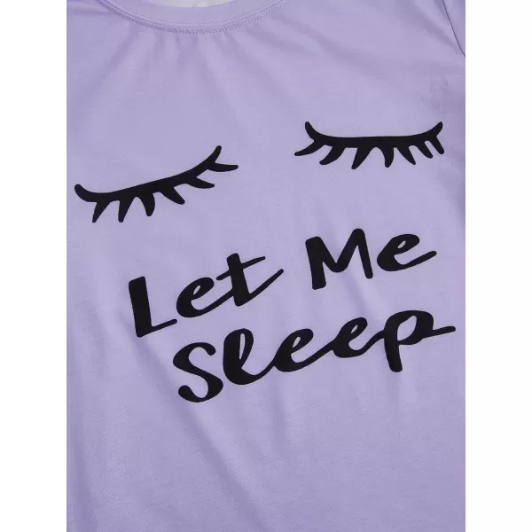 WDIRARA Women's Cute Cartoon Print Closed Eyes Print Tee and Shorts Pajama Set