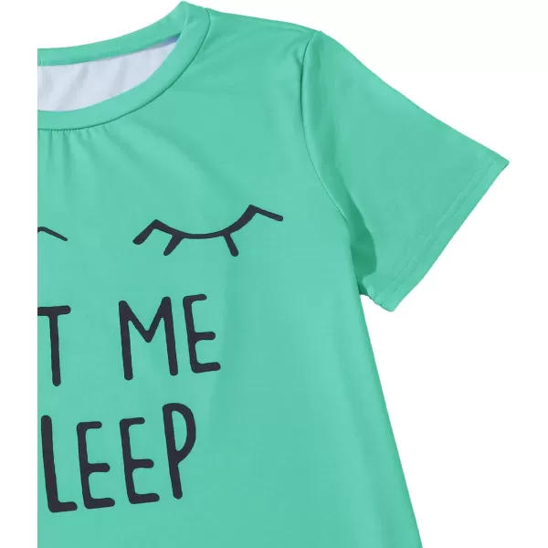WDIRARA Women's Cute Cartoon Print Closed Eyes Print Tee and Shorts Pajama Set