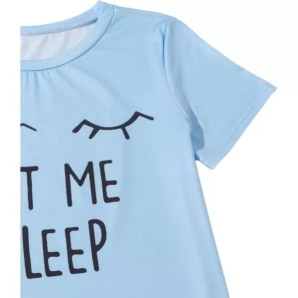 WDIRARA Women's Cute Cartoon Print Closed Eyes Print Tee and Shorts Pajama Set