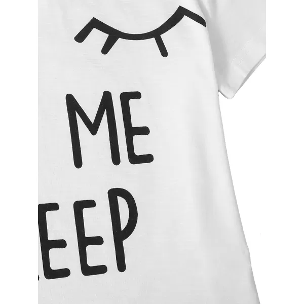 WDIRARA Women's Cute Cartoon Print Closed Eyes Print Tee and Shorts Pajama Set