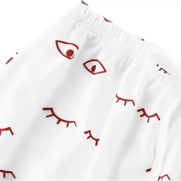 WDIRARA Women's Cute Cartoon Print Closed Eyes Print Tee and Shorts Pajama Set