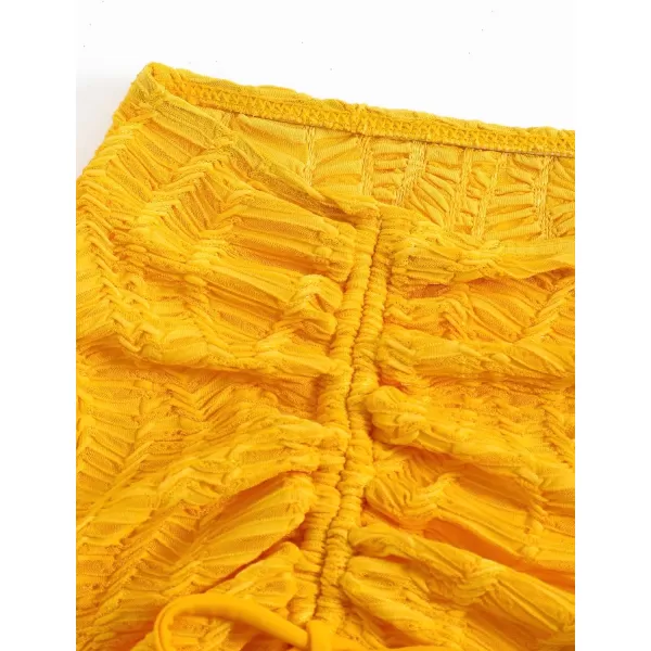 WDIRARA Women's Drawstring Split Thigh Cover Up Skirt Swimwear Beach Skirt