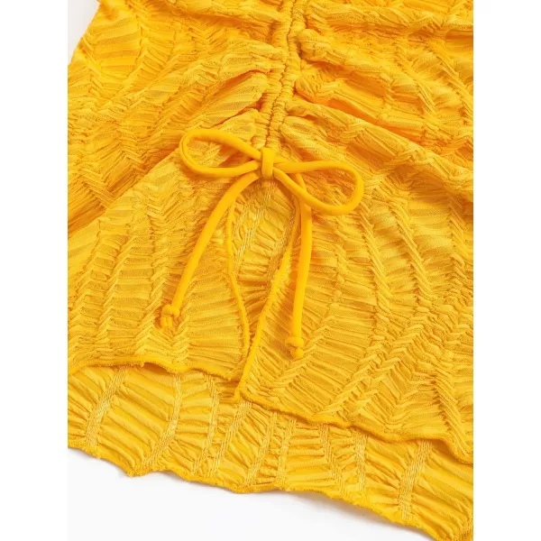 WDIRARA Women's Drawstring Split Thigh Cover Up Skirt Swimwear Beach Skirt