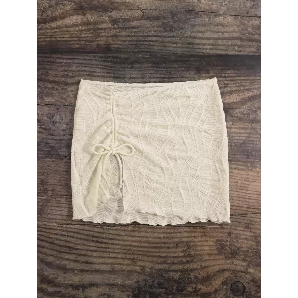 WDIRARA Women's Drawstring Split Thigh Cover Up Skirt Swimwear Beach Skirt