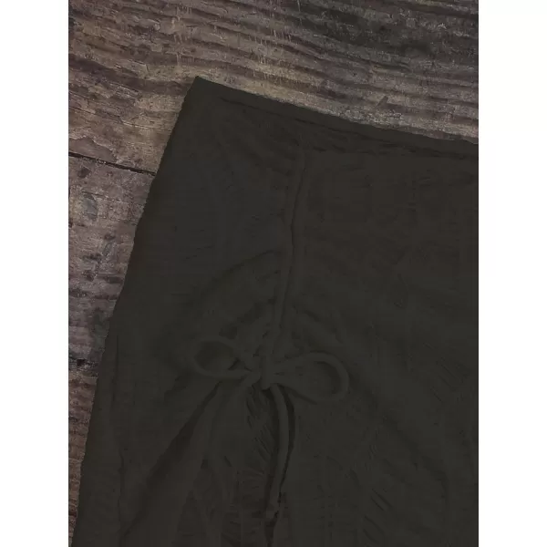 WDIRARA Women's Drawstring Split Thigh Cover Up Skirt Swimwear Beach Skirt