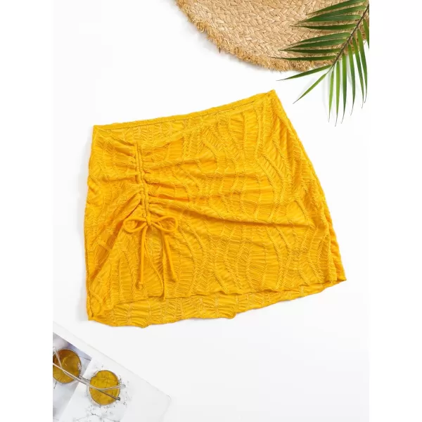 WDIRARA Women's Drawstring Split Thigh Cover Up Skirt Swimwear Beach Skirt